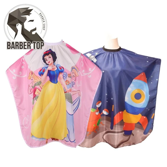 Cape de coiffure imperméable pour enfants, motif de fusée, tissu pour cheveux de barbier