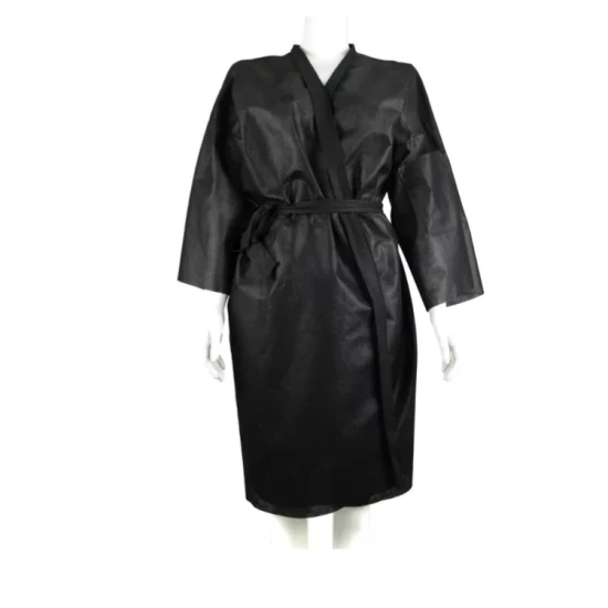 Kimonos non tissés jetables, Robe de SPA, Robe de Salon de coiffure, blanc et noir, peignoir PP, Cape jetable