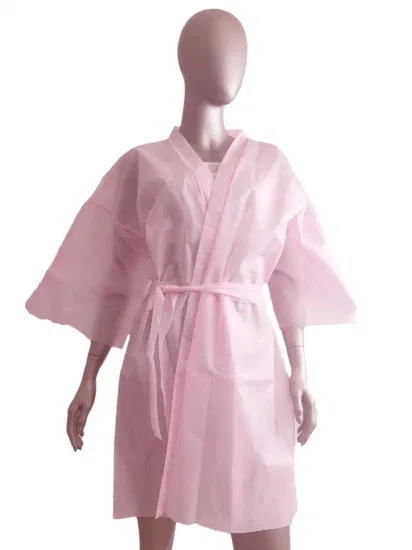 Kimono de sauna SPA non tissé jetable à manches courtes