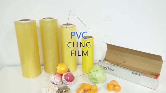 Film étirable en plastique de PVC de nourriture d'enveloppe de film étirable de PVC transparent de catégorie comestible