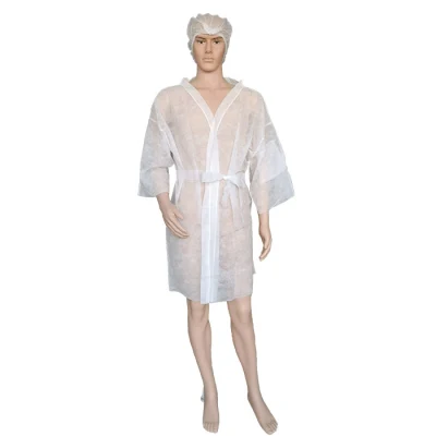 Hôpitaux Centres de beauté et coiffeurs Manteau de beauté jetable Ceinture incluse Manteau de sauna Manches moyennes Robe en polypropylène Doux Non