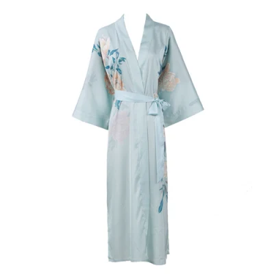 Peignoir décontracté en soie de mûrier, nouveau tissu Kimono allongé, vêtements de maison en soie, Hsp033