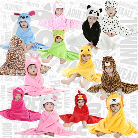 Couverture pour bébé en flanelle 100% de haute qualité, Cape à capuche mignonne quatre saisons